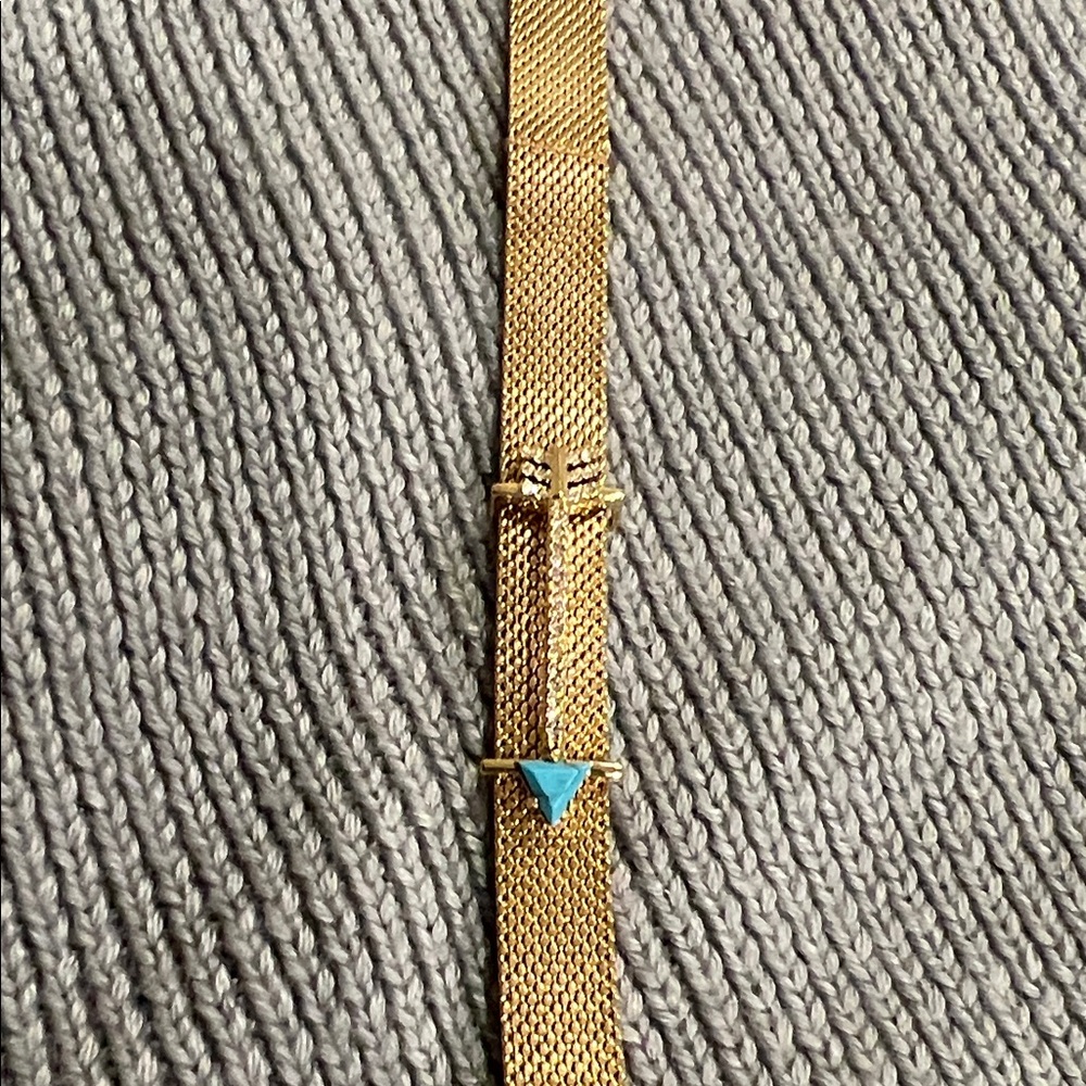 Stella & Dot Gold Mesh Bracelet with Turquoise and Crystal Details - Picture 7 of 8